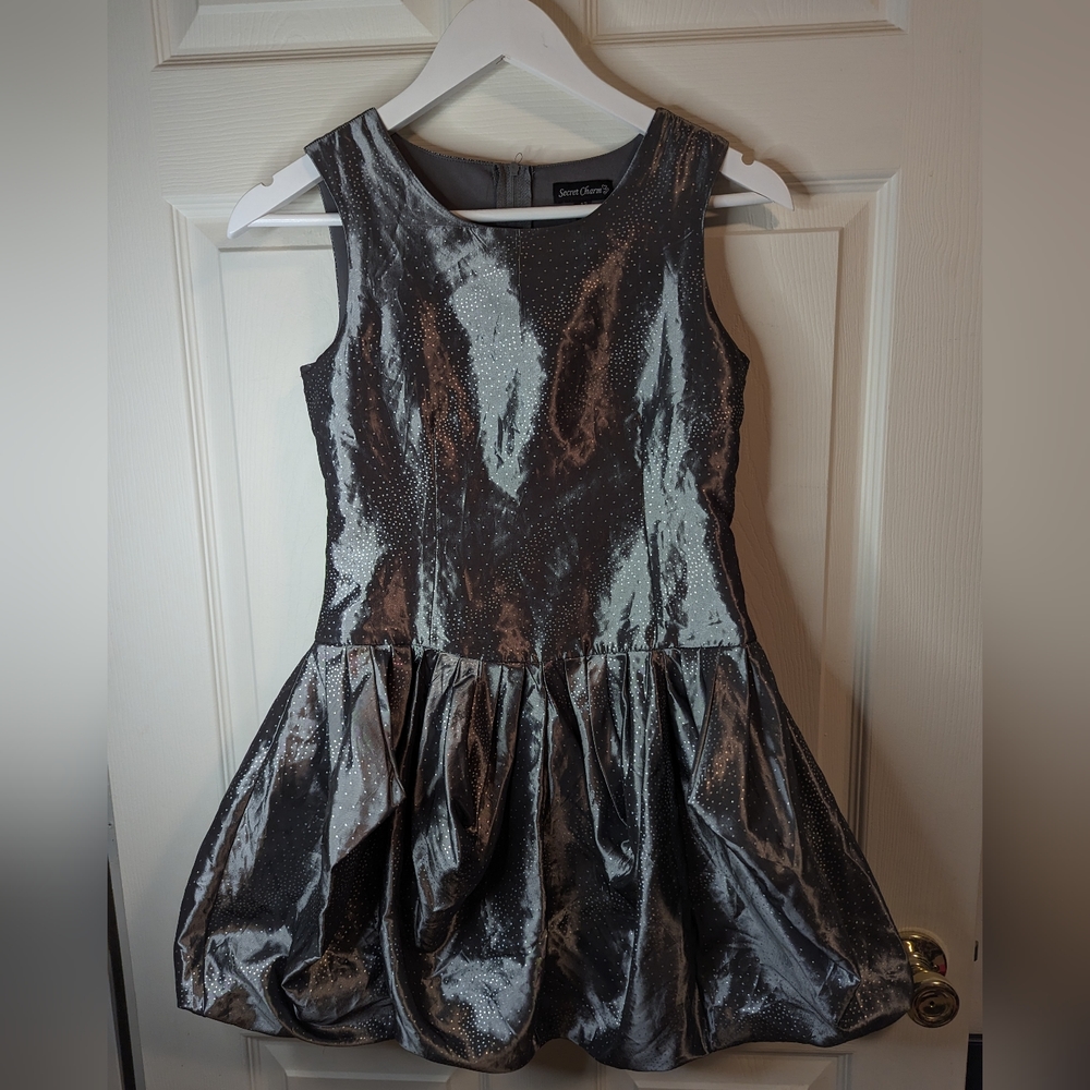 Secret Charm girl teen silver bubble hem sleeveless dress size 12